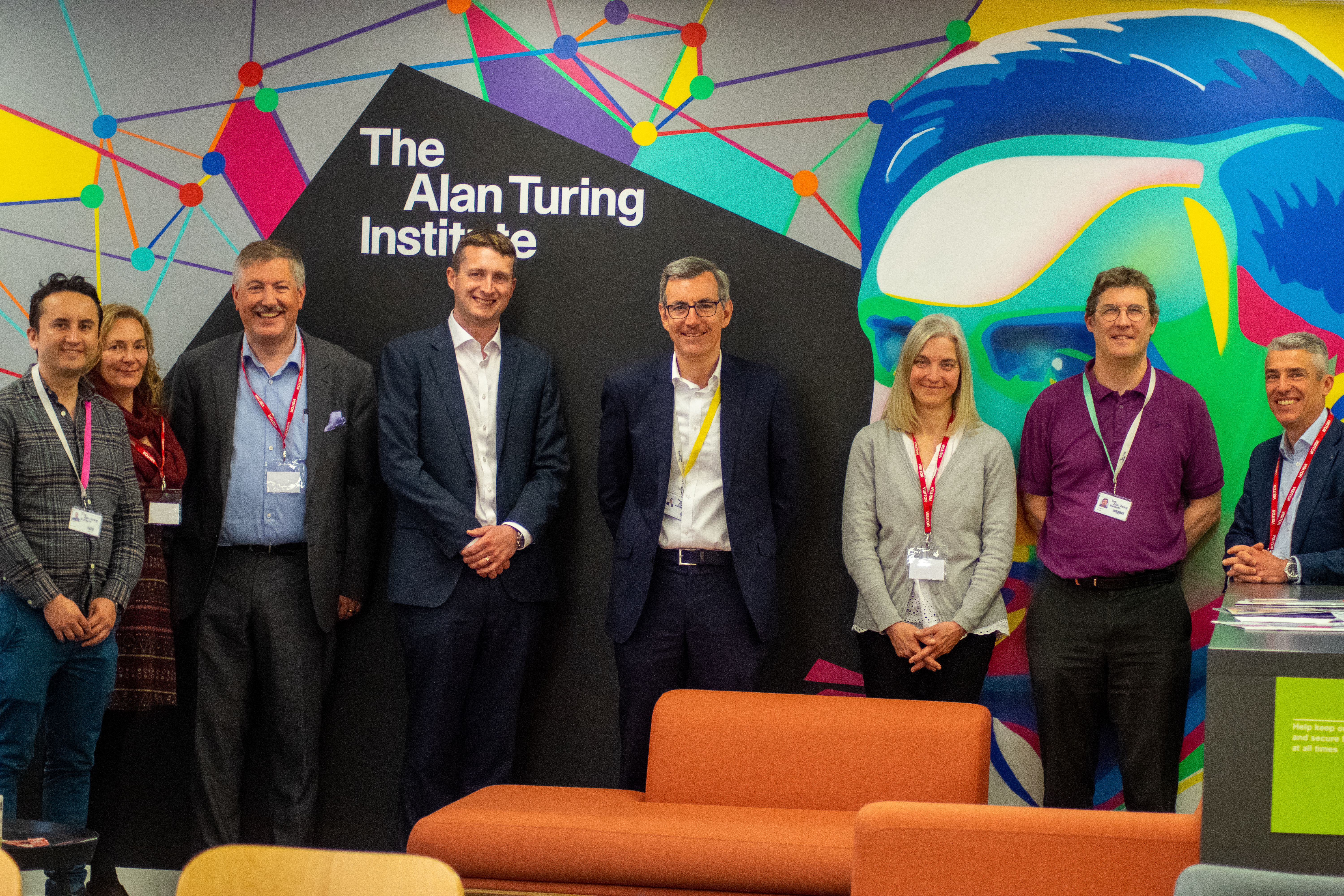 Cefas researchers meeting staff and researchers at The Alan Turing Institute at the Institute's office