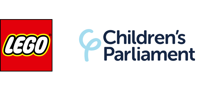 Logos of Lego and the Children's Parliament
