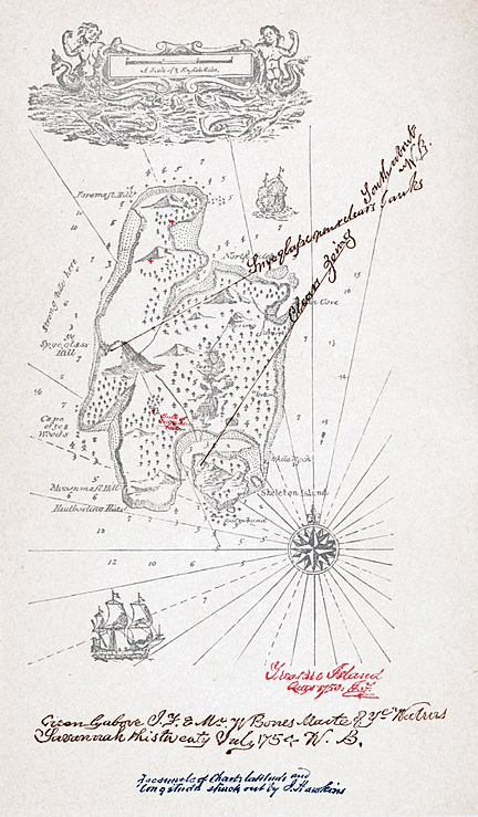 Map drawn by Robert Louis Stevenson for 'Treasure Island'. Via Wikimedia Commons