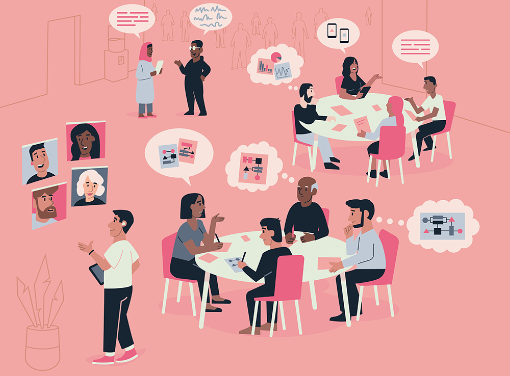 Illustration of people participating in data science projects