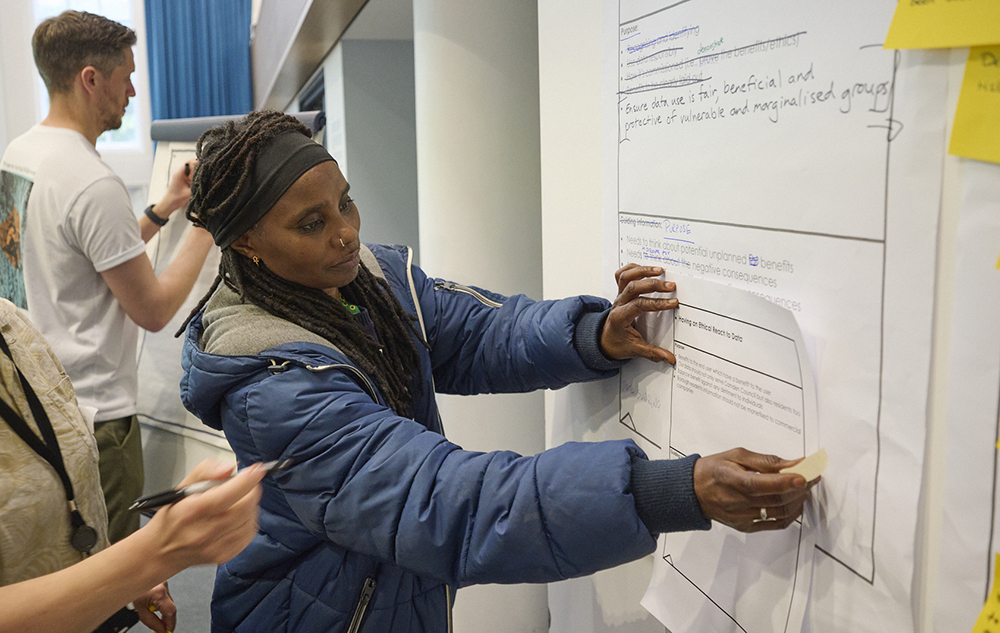 A Camden resident taking part in a collaborative session as part of the data charter project