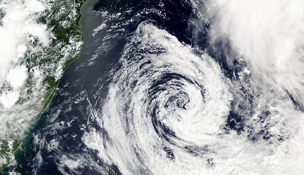 Satellite image of tropical cyclone Akará in February 2024