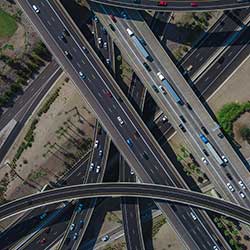 Aerial view of roads